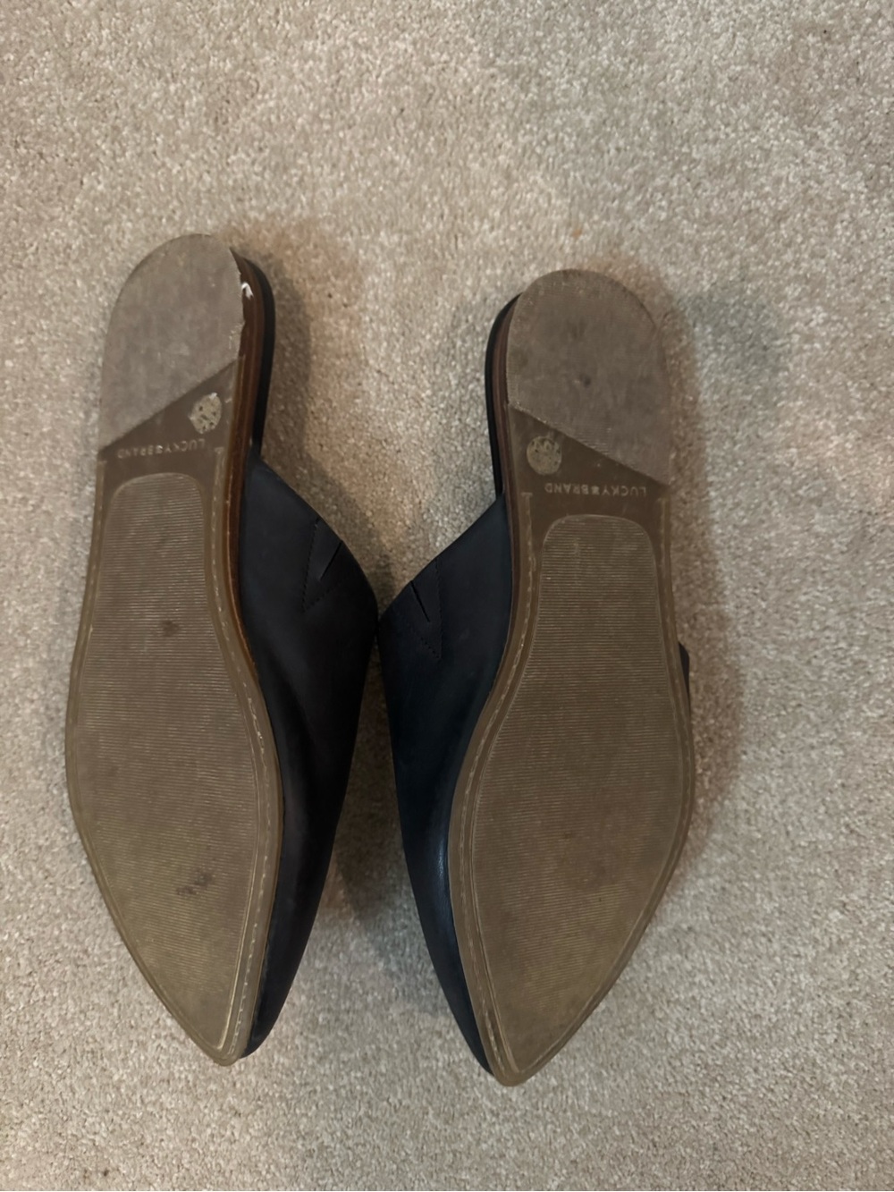 Lucky Brand Black Leather Pointed Toe Slip-On Mules - Picture 4 of 4
